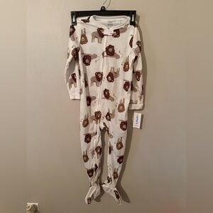 Carter's Cream and Brown Lion Print Footie